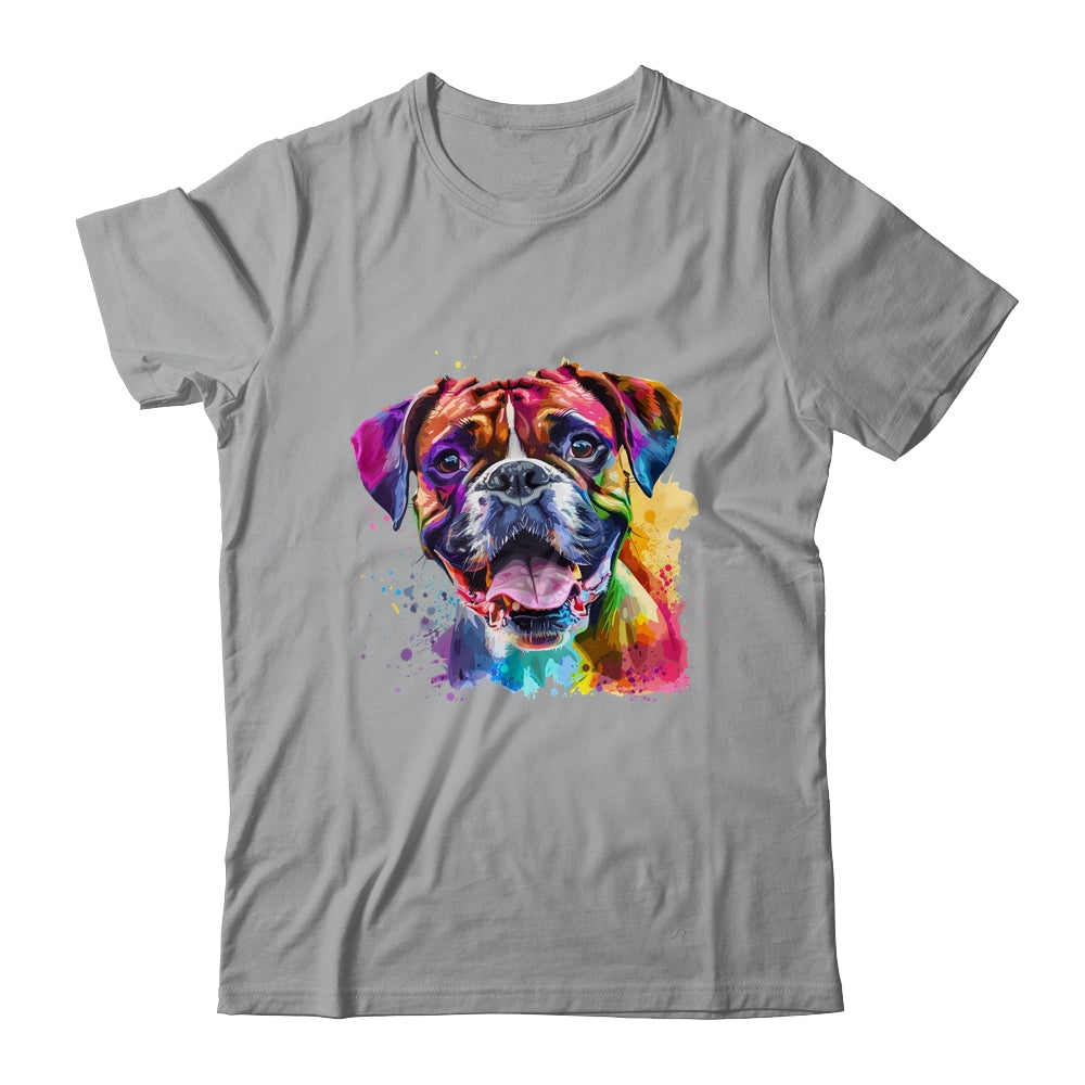 Boxer Mom Lover Puppy Dog Watercolor Tie Dye Painting Shirt & Tank Top | siriusteestore