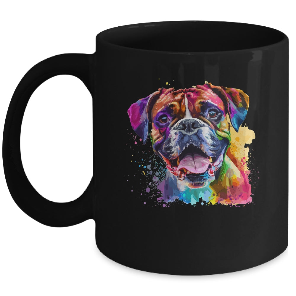 Boxer Mom Lover Puppy Dog Watercolor Tie Dye Painting Mug | siriusteestore
