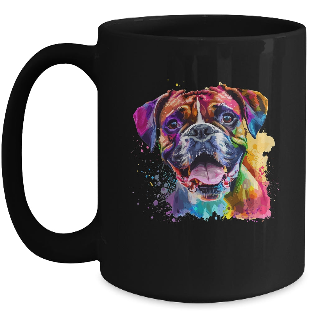 Boxer Mom Lover Puppy Dog Watercolor Tie Dye Painting Mug | siriusteestore