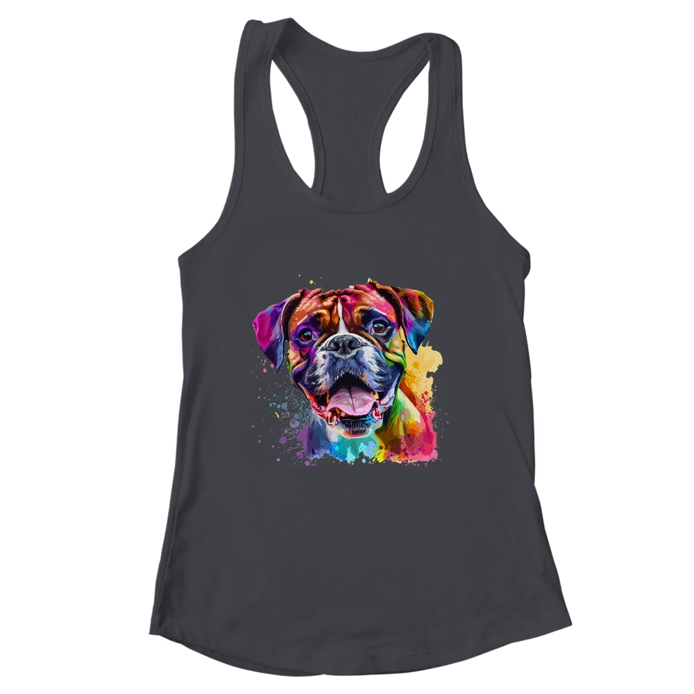 Boxer Mom Lover Puppy Dog Watercolor Tie Dye Painting Shirt & Tank Top | siriusteestore