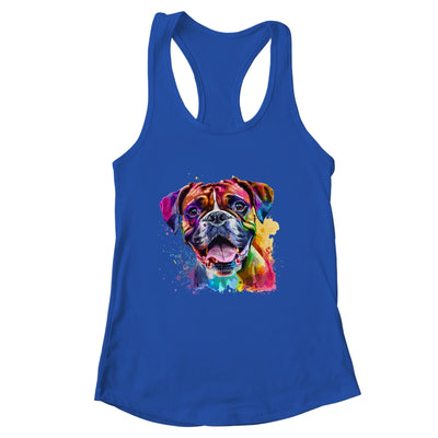 Boxer Mom Lover Puppy Dog Watercolor Tie Dye Painting Shirt & Tank Top | siriusteestore
