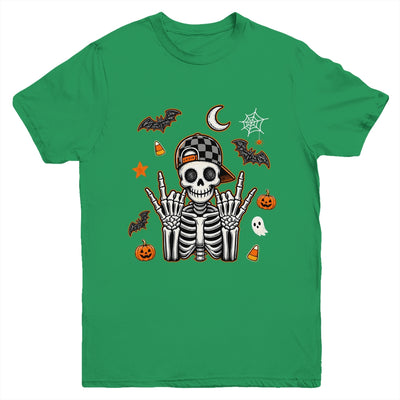 Boy Skeleton Halloween Retro Checkered Spooky Season Kids Youth Shirt | siriusteestore