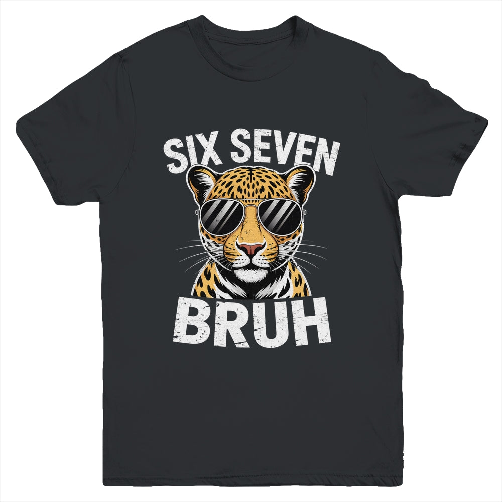 Boys Animal Print Leopard Bruh Cheetah 67 Meme Six Seven Youth Shirt | siriusteestore