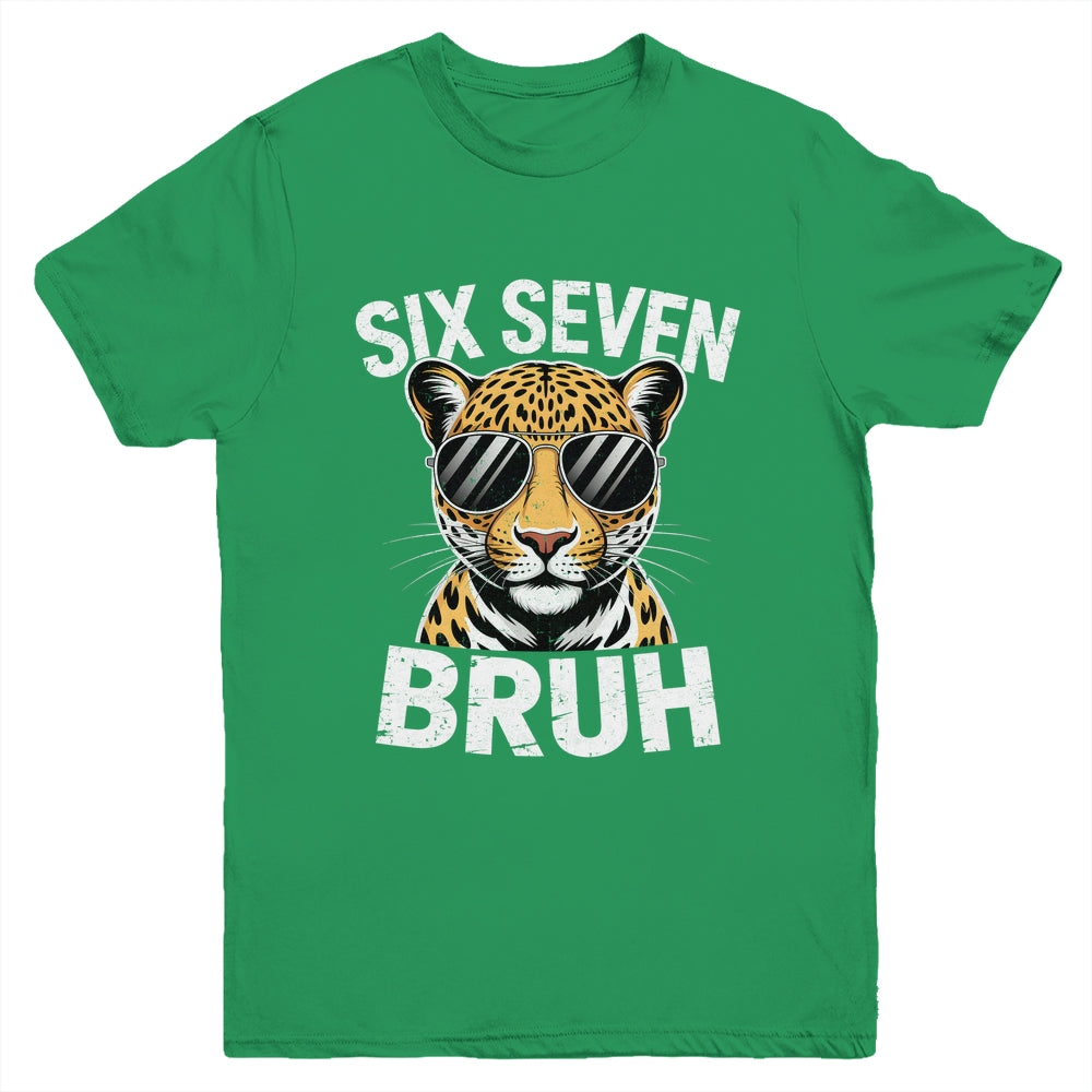 Boys Animal Print Leopard Bruh Cheetah 67 Meme Six Seven Youth Shirt | siriusteestore
