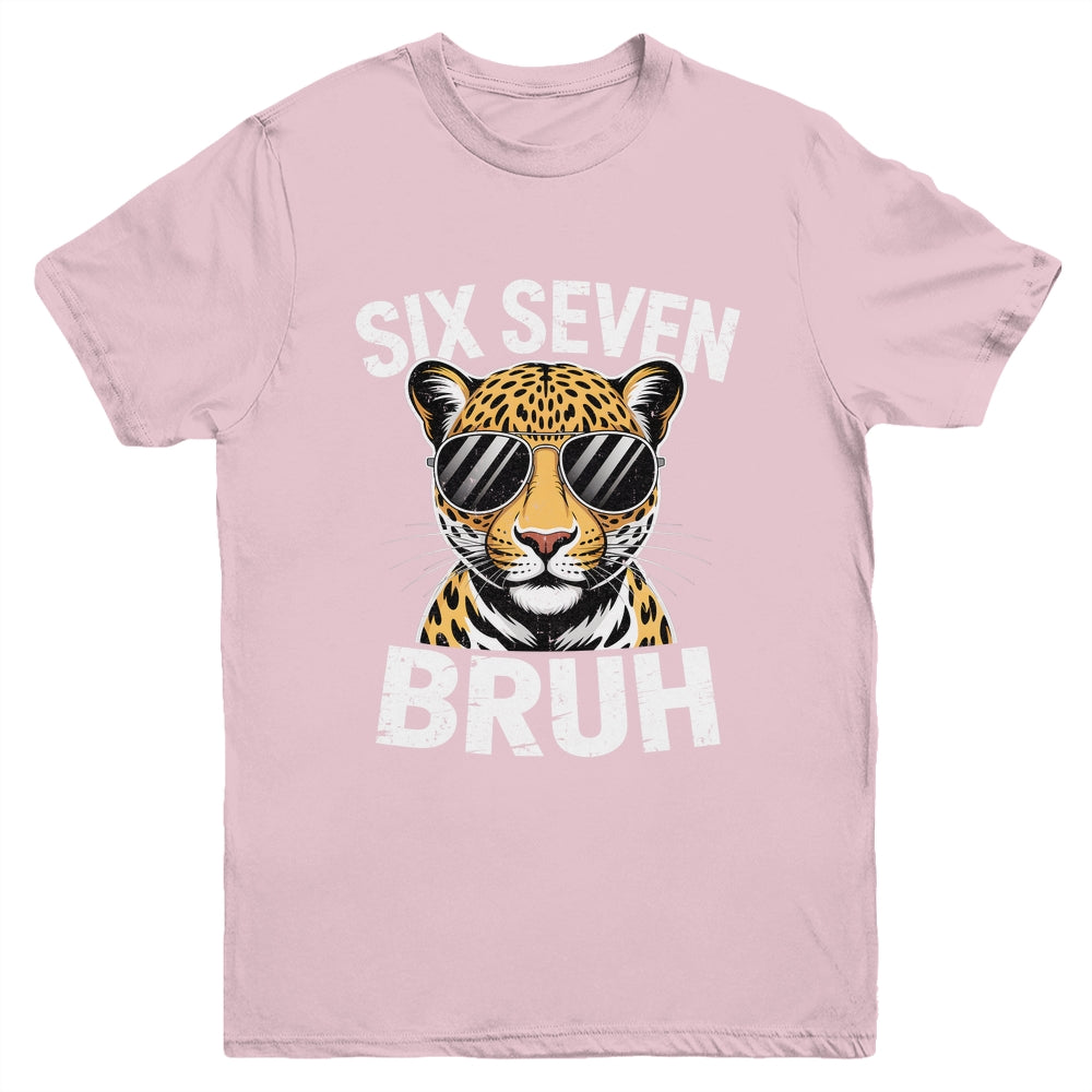 Boys Animal Print Leopard Bruh Cheetah 67 Meme Six Seven Youth Shirt | siriusteestore