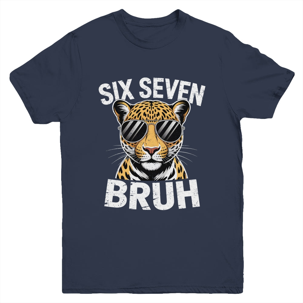 Boys Animal Print Leopard Bruh Cheetah 67 Meme Six Seven Youth Shirt | siriusteestore