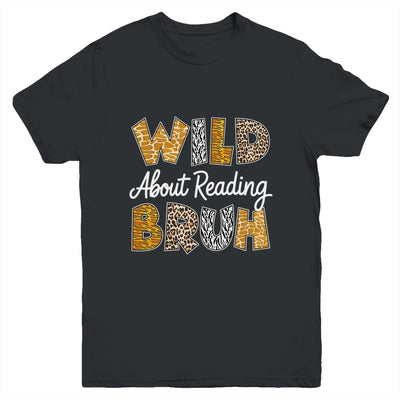 Boys Animal Print Wild About Reading BRUH Kids Book Lover Youth Shirt | siriusteestore