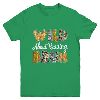 Boys Animal Print Wild About Reading BRUH Kids Book Lover Youth Shirt | siriusteestore