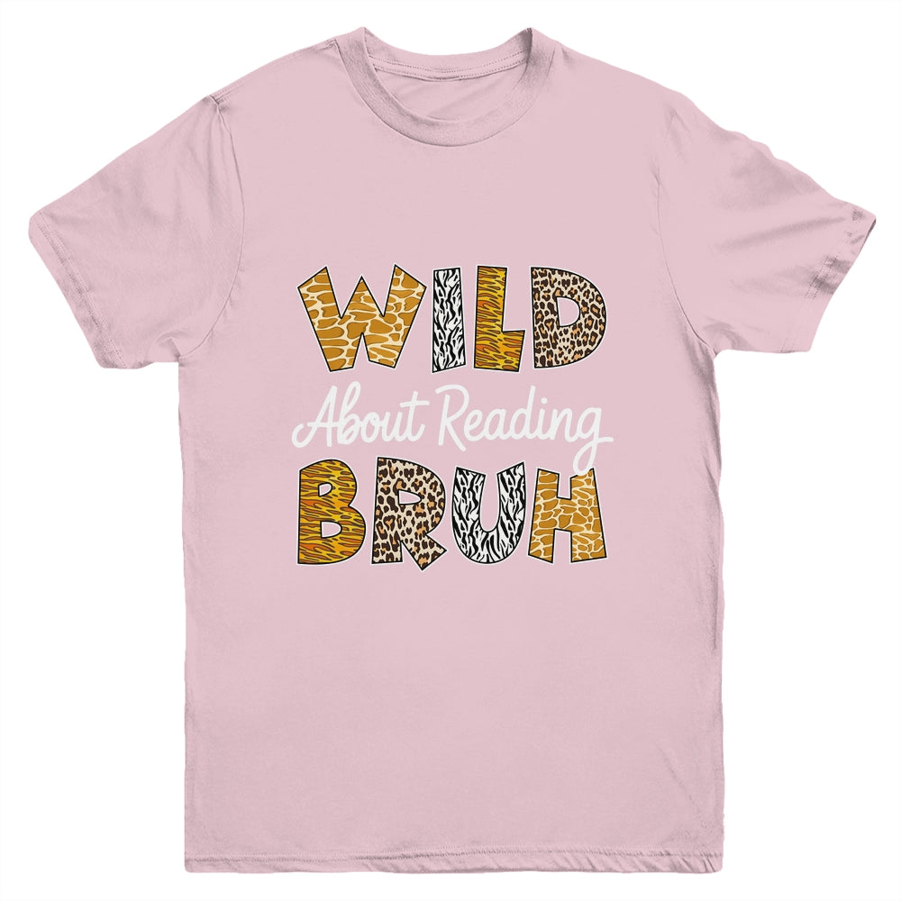 Boys Animal Print Wild About Reading BRUH Kids Book Lover Youth Shirt | siriusteestore
