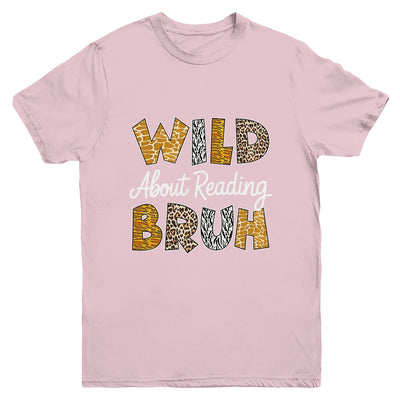 Boys Animal Print Wild About Reading BRUH Kids Book Lover Youth Shirt | siriusteestore