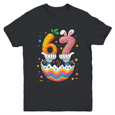 Boys Girls Easter Eggs Funny Bunny Six Seven 67 Memes 6 7 Youth Shirt | siriusteestore
