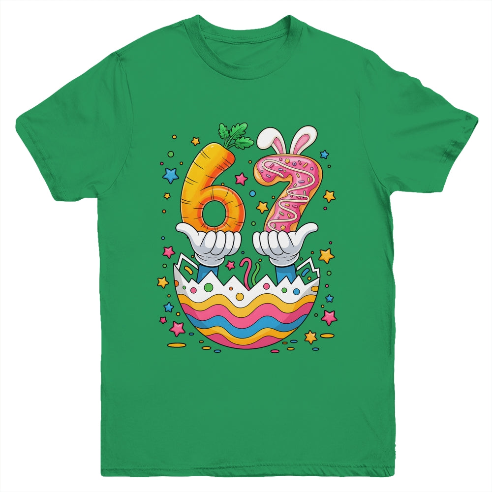 Boys Girls Easter Eggs Funny Bunny Six Seven 67 Memes 6 7 Youth Shirt | siriusteestore