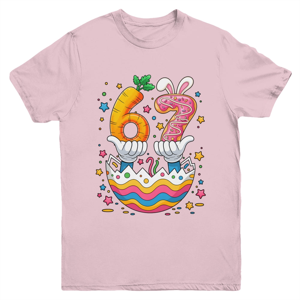 Boys Girls Easter Eggs Funny Bunny Six Seven 67 Memes 6 7 Youth Shirt | siriusteestore