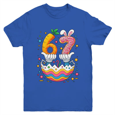 Boys Girls Easter Eggs Funny Bunny Six Seven 67 Memes 6 7 Youth Shirt | siriusteestore