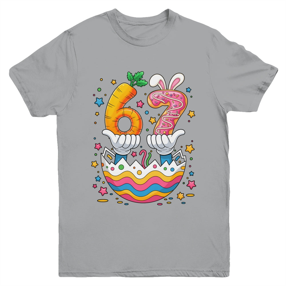 Boys Girls Easter Eggs Funny Bunny Six Seven 67 Memes 6 7 Youth Shirt | siriusteestore
