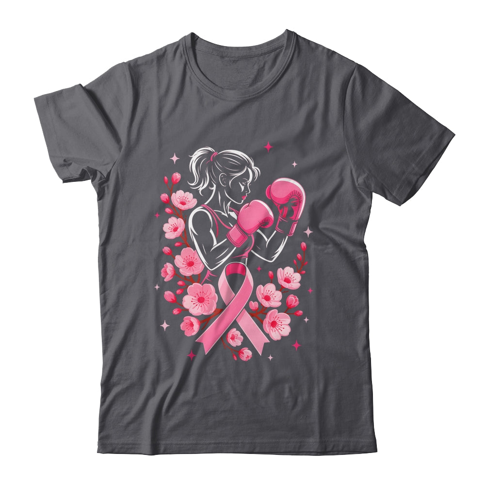 Breast Cancer Awareness Boxing Women Pink Ribbon Flower Shirt & Tank Top | siriusteestore