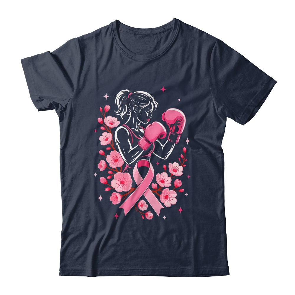Breast Cancer Awareness Boxing Women Pink Ribbon Flower Shirt & Tank Top | siriusteestore