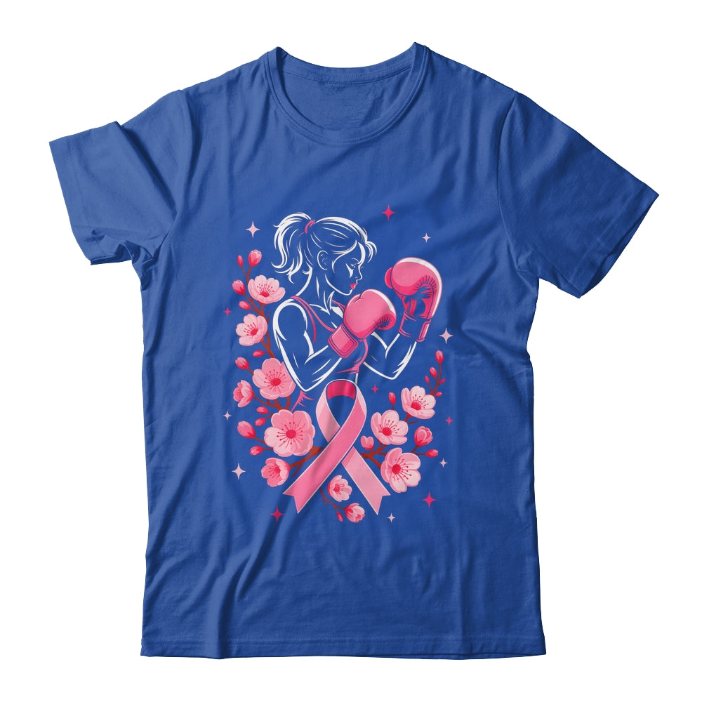 Breast Cancer Awareness Boxing Women Pink Ribbon Flower Shirt & Tank Top | siriusteestore