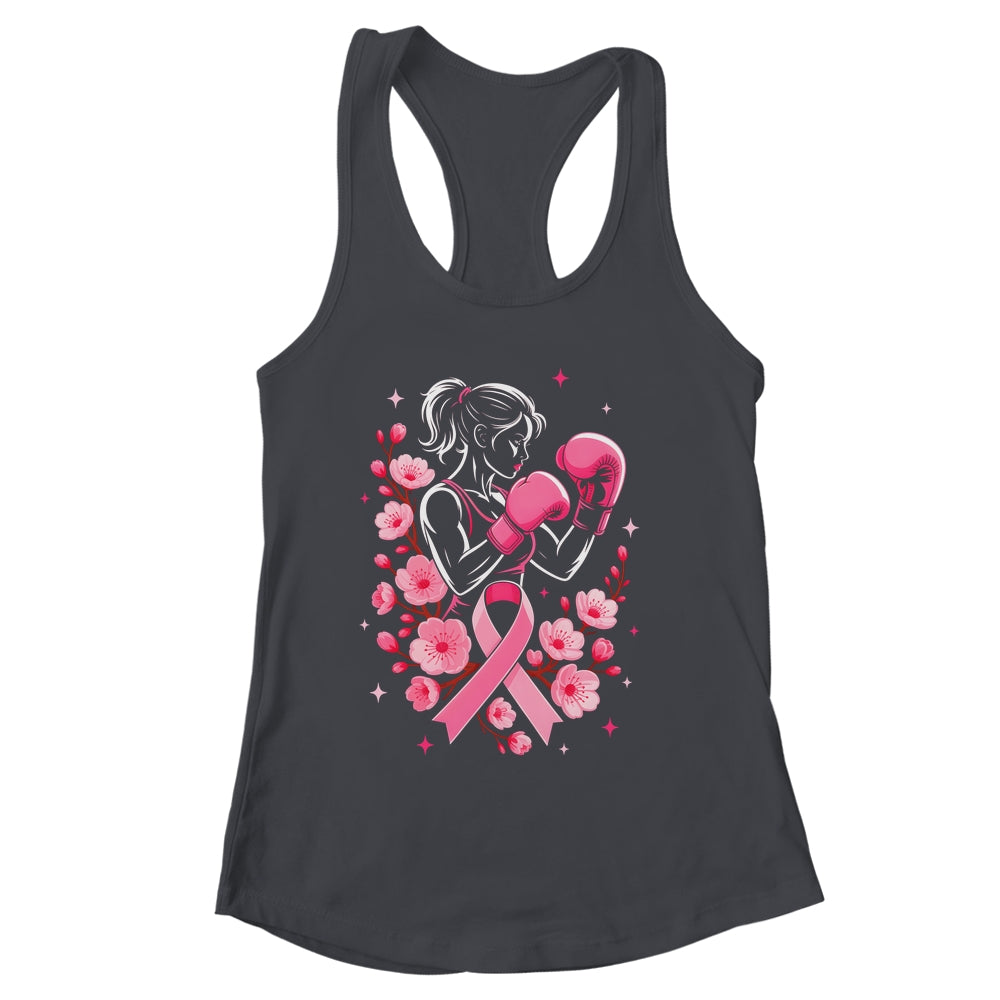 Breast Cancer Awareness Boxing Women Pink Ribbon Flower Shirt & Tank Top | siriusteestore