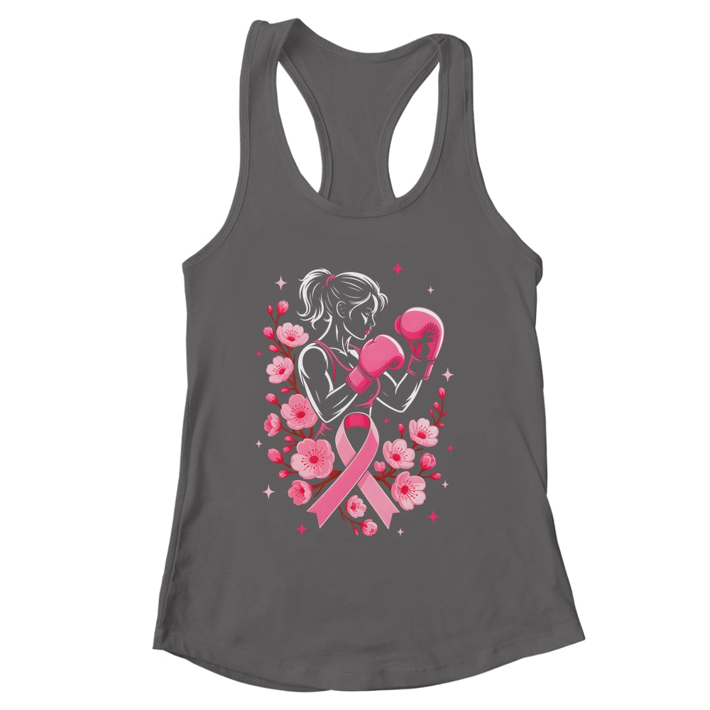 Breast Cancer Awareness Boxing Women Pink Ribbon Flower Shirt & Tank Top | siriusteestore