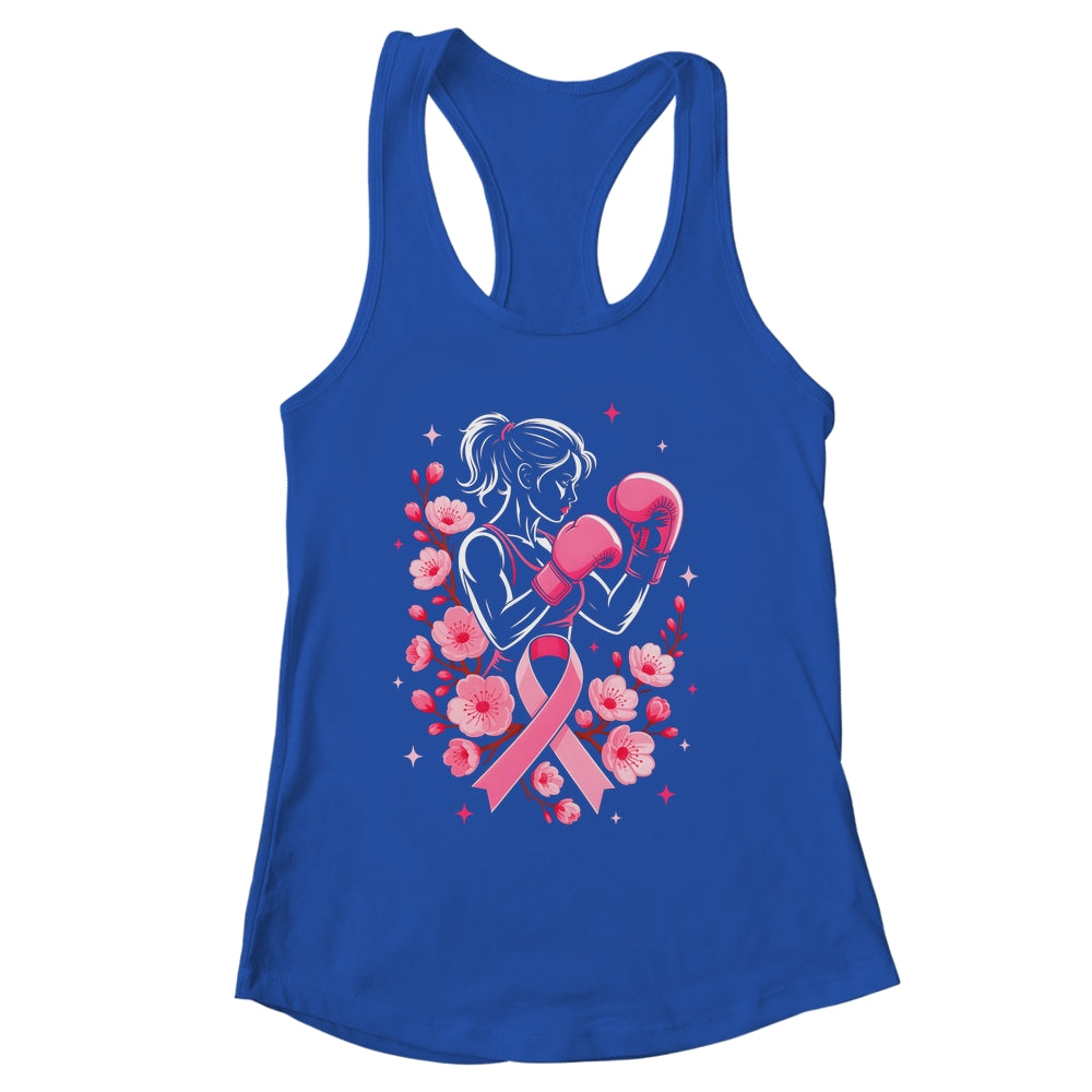 Breast Cancer Awareness Boxing Women Pink Ribbon Flower Shirt & Tank Top | siriusteestore