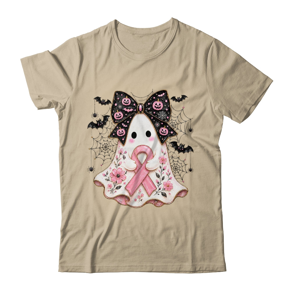 Breast Cancer Awareness Ghost Pink Ribbon Halloween Coquette Shirt & Sweatshirt | siriusteestore