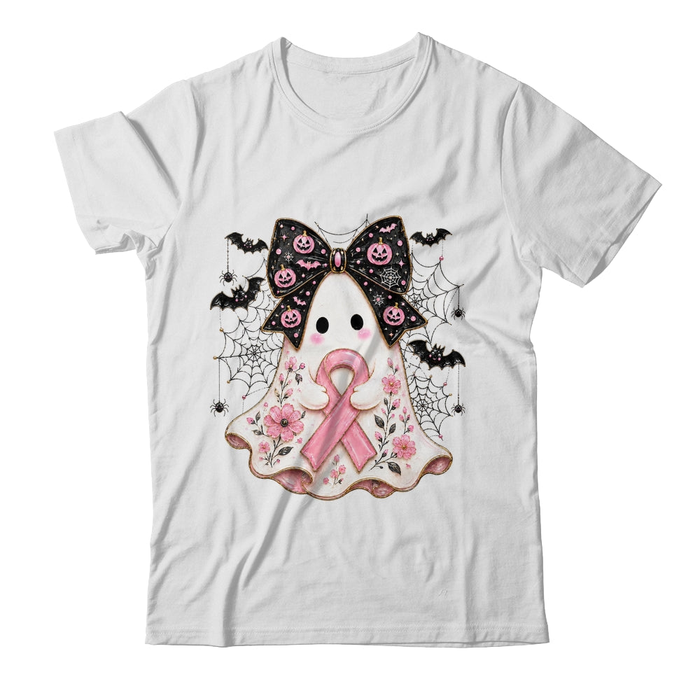 Breast Cancer Awareness Ghost Pink Ribbon Halloween Coquette Shirt & Sweatshirt | siriusteestore