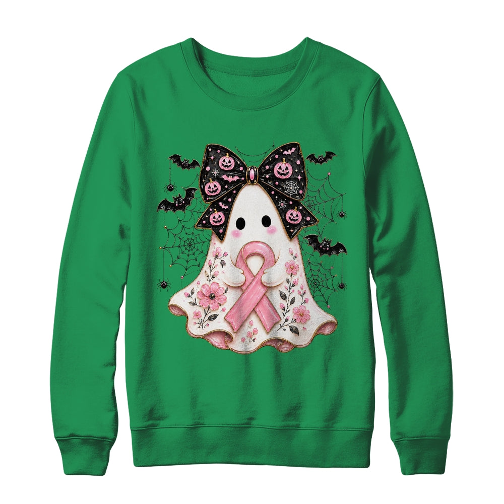 Breast Cancer Awareness Ghost Pink Ribbon Halloween Coquette Shirt & Sweatshirt | siriusteestore