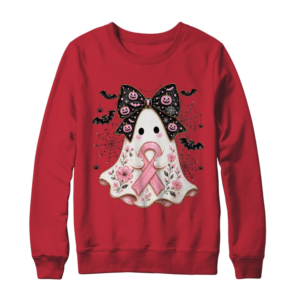 Breast Cancer Awareness Ghost Pink Ribbon Halloween Coquette Shirt & Sweatshirt | siriusteestore