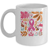 Breast Cancer Awareness Ribbon Boho Floral We Wear Pink Mug | siriusteestore