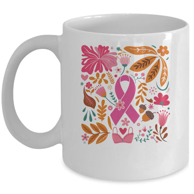 Breast Cancer Awareness Ribbon Boho Floral We Wear Pink Mug | siriusteestore