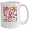 Breast Cancer Awareness Ribbon Boho Floral We Wear Pink Mug | siriusteestore