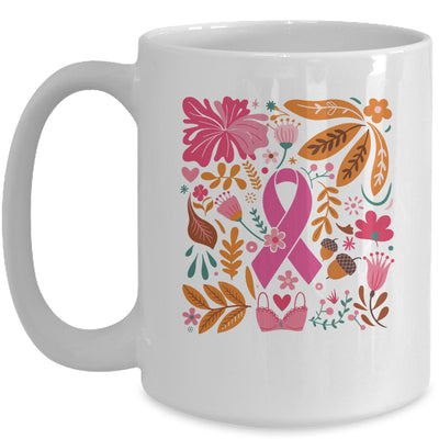 Breast Cancer Awareness Ribbon Boho Floral We Wear Pink Mug | siriusteestore