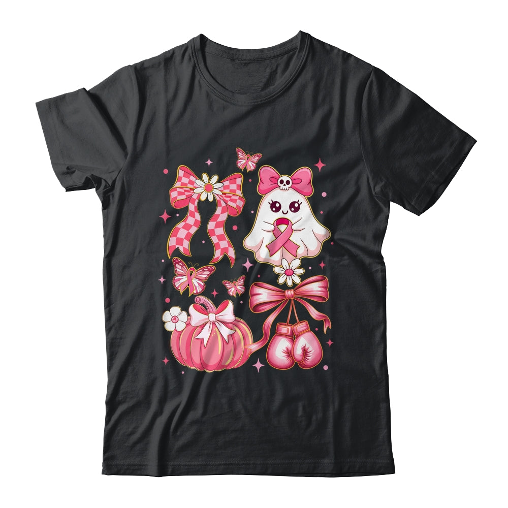 Breast Cancer Ghost Coquette Pink Ribbon Halloween Pumpkin Shirt & Hoodie | siriusteestore
