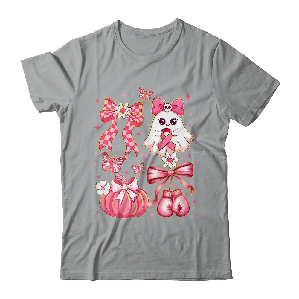 Breast Cancer Ghost Coquette Pink Ribbon Halloween Pumpkin Shirt & Hoodie | siriusteestore