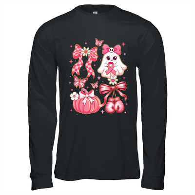 Breast Cancer Ghost Coquette Pink Ribbon Halloween Pumpkin Shirt & Hoodie | siriusteestore