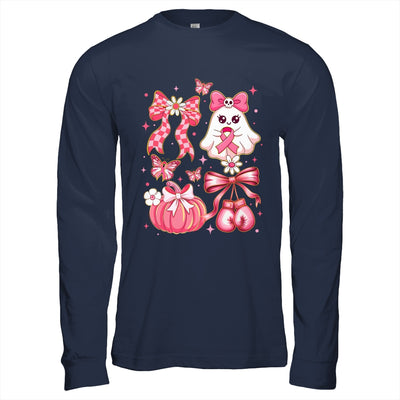 Breast Cancer Ghost Coquette Pink Ribbon Halloween Pumpkin Shirt & Hoodie | siriusteestore