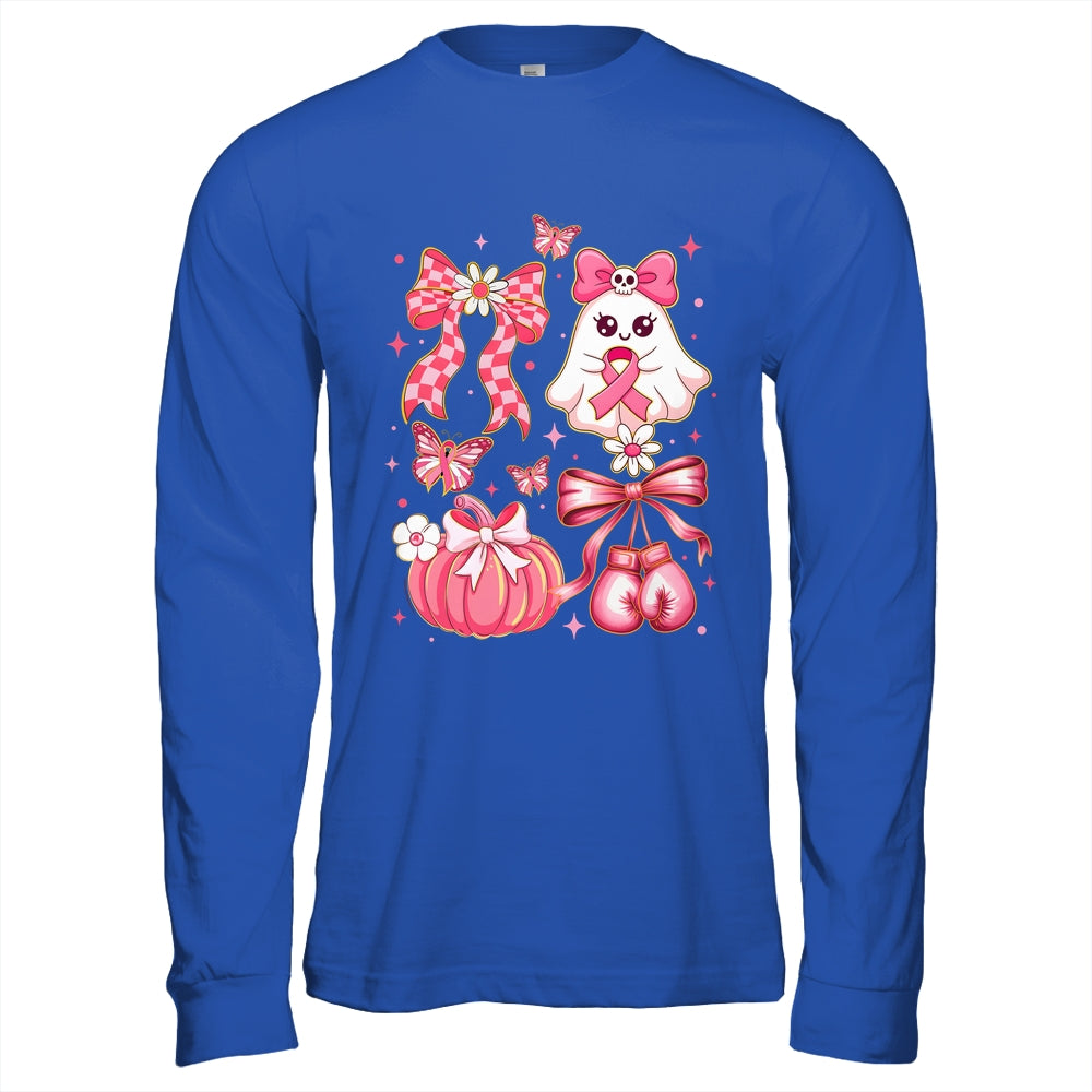 Breast Cancer Ghost Coquette Pink Ribbon Halloween Pumpkin Shirt & Hoodie | siriusteestore
