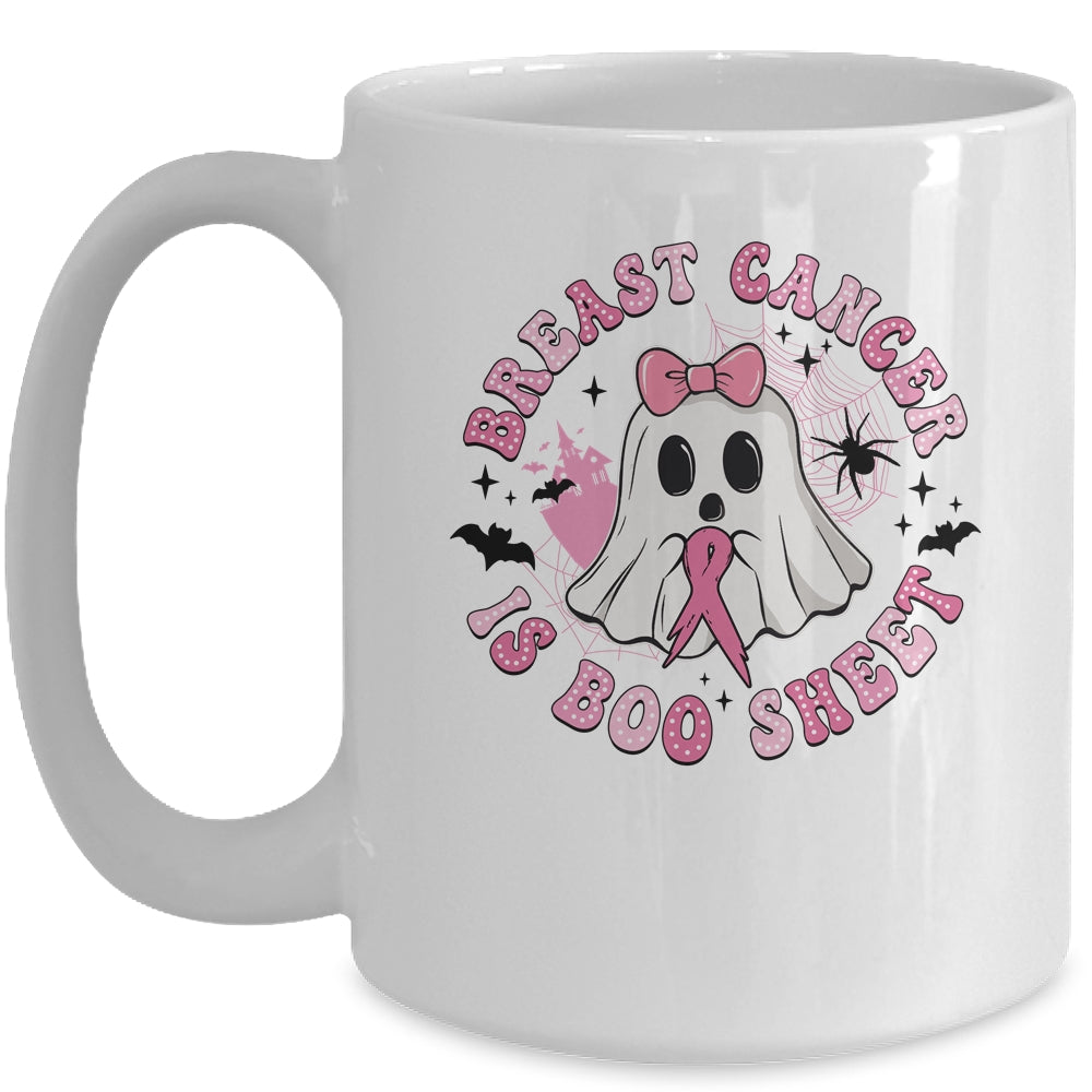 Breast Cancer Is Boo Sheet Retro Breast Cancer Halloween Ghost Mug | siriusteestore