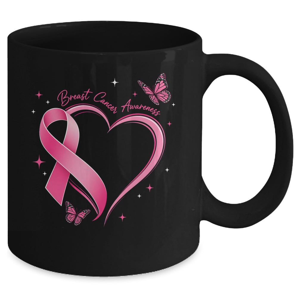 Breast Cancer Month Strong Pink Ribbon Heart Survivor Women Mug | siriusteestore