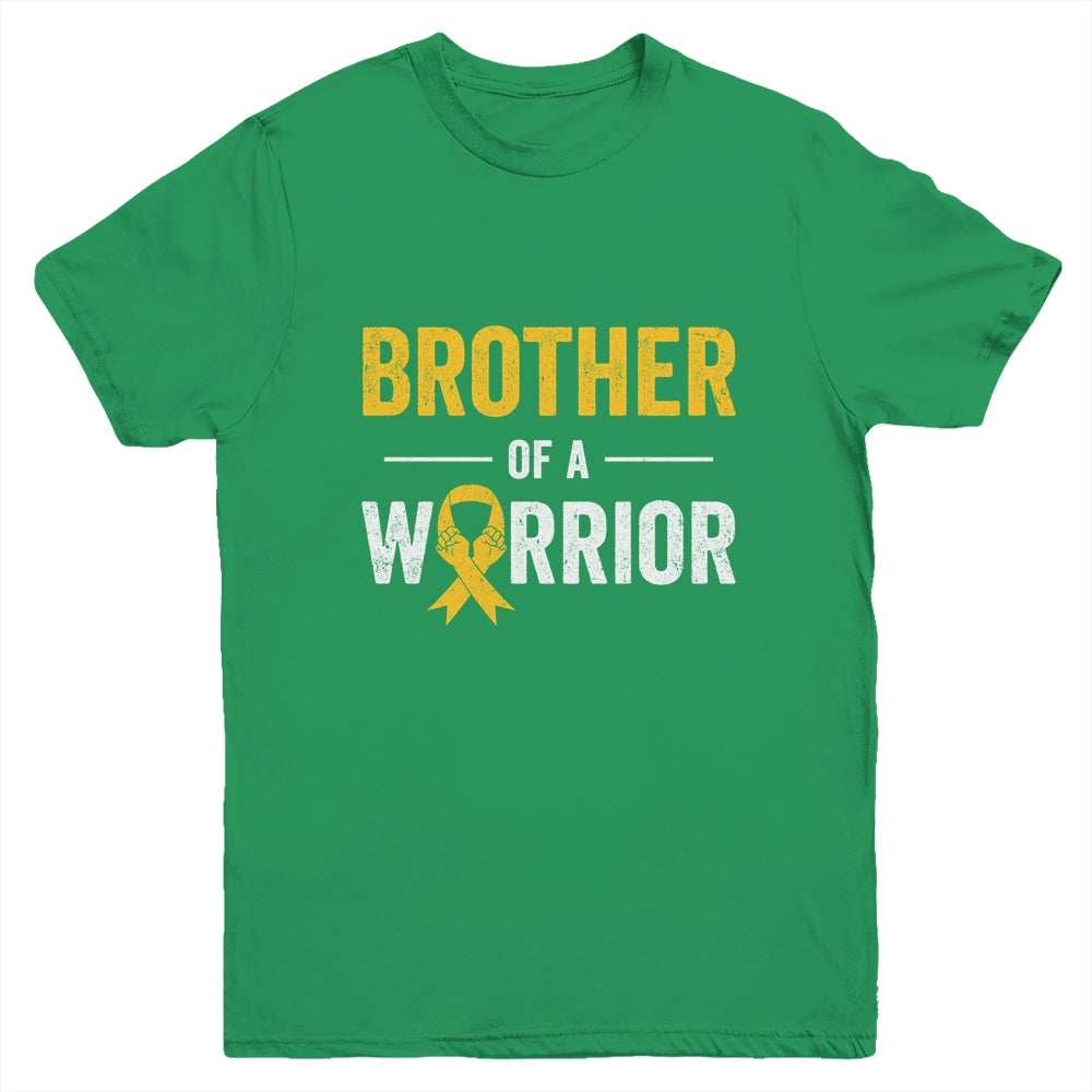 Brother Of A Warrior Childhood Cancer Awareness Family Ribbon Youth Shirt | siriusteestore