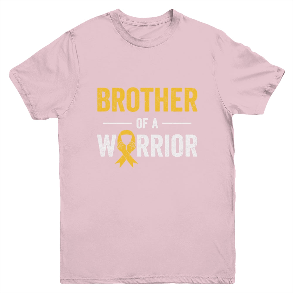 Brother Of A Warrior Childhood Cancer Awareness Family Ribbon Youth Shirt | siriusteestore