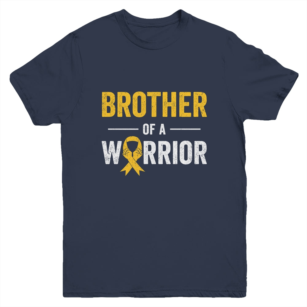 Brother Of A Warrior Childhood Cancer Awareness Family Ribbon Youth Shirt | siriusteestore
