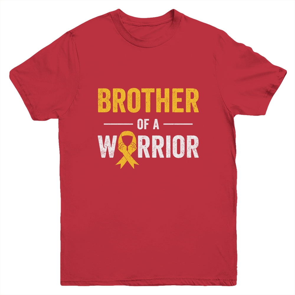 Brother Of A Warrior Childhood Cancer Awareness Family Ribbon Youth Shirt | siriusteestore