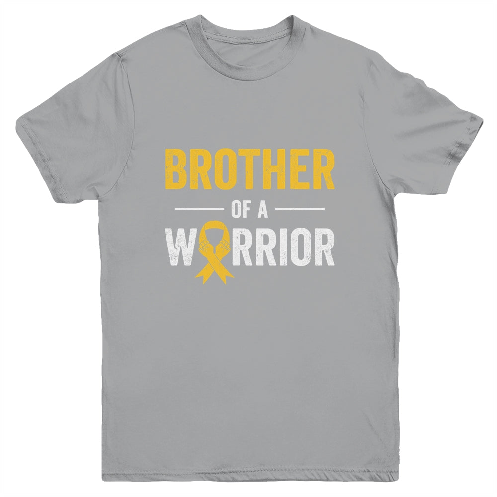Brother Of A Warrior Childhood Cancer Awareness Family Ribbon Youth Shirt | siriusteestore