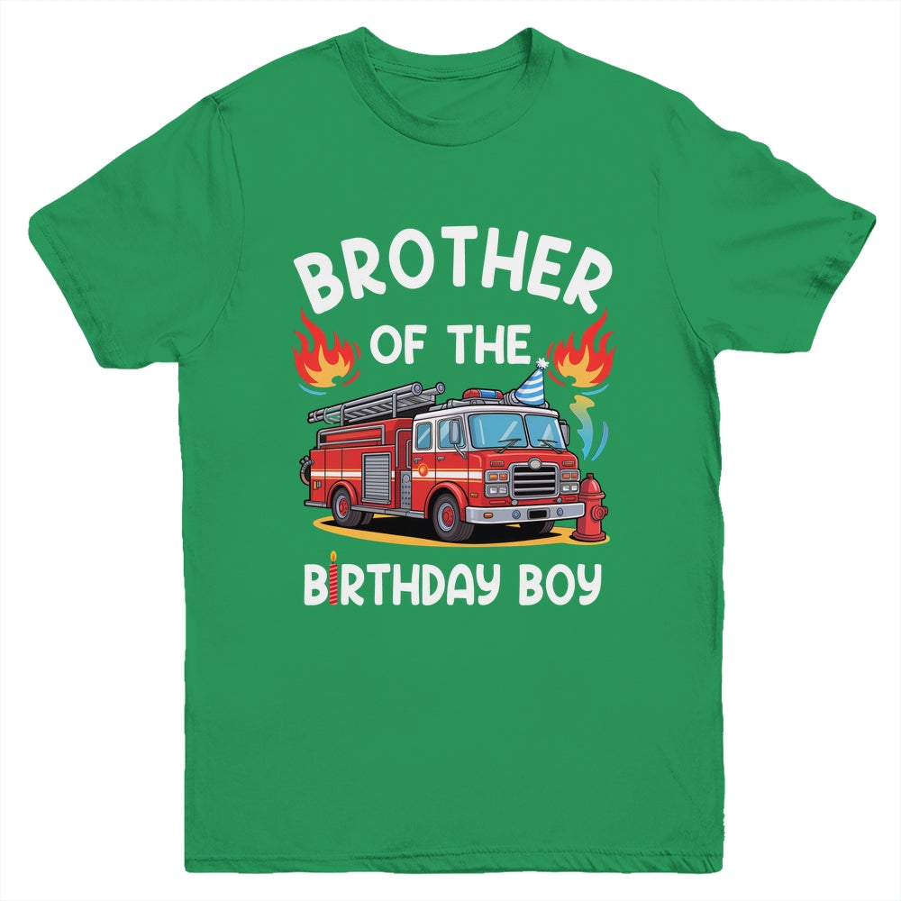 Brother Of The Birthday Boy Fire Truck Firefighter 1st Party Youth Shirt | siriusteestore