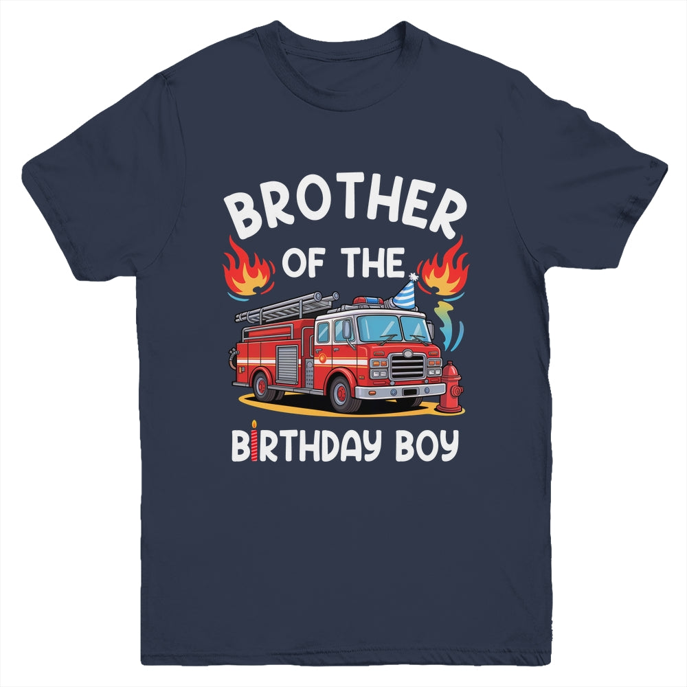 Brother Of The Birthday Boy Fire Truck Firefighter 1st Party Youth Shirt | siriusteestore