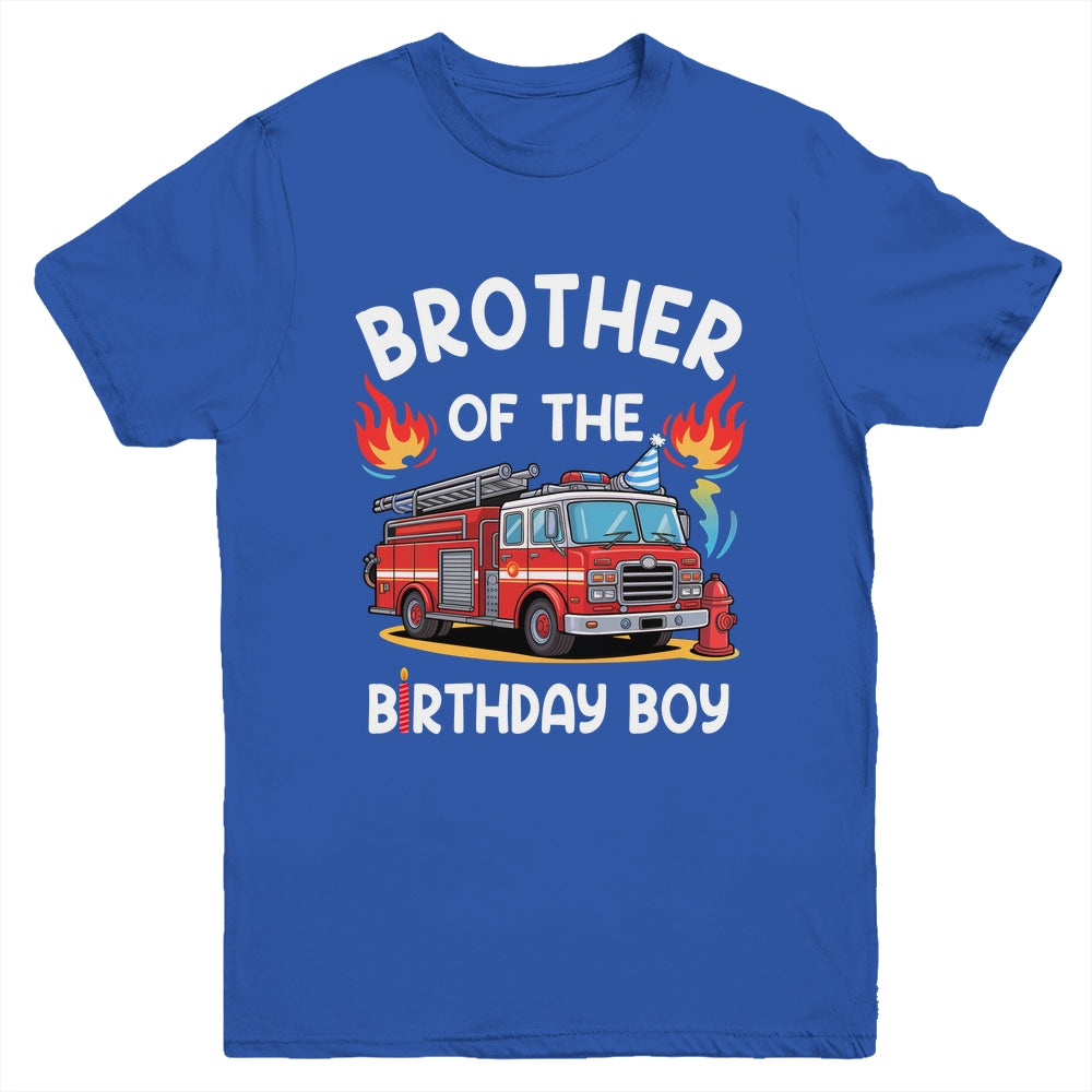 Brother Of The Birthday Boy Fire Truck Firefighter 1st Party Youth Shirt | siriusteestore
