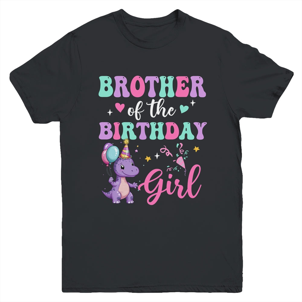 Brother Of The Birthday For Girl Dinosaur T-Rex Party Family Youth Shirt | siriusteestore