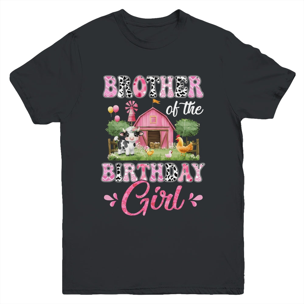 Brother Of The Birthday Girl 1st Birthday Cow Farm Family Youth Shirt | siriusteestore